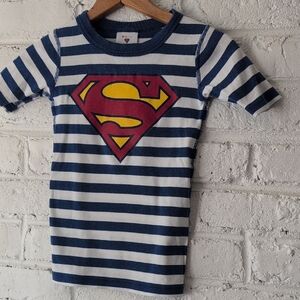 Hanna Andersson Navy & White Striped PJ  Top Superman- No Pants